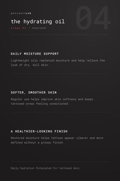 the hydrating oil, ritual stage 04 nourish — daily moisture support, softer smoother skin, a healthier-looking finish