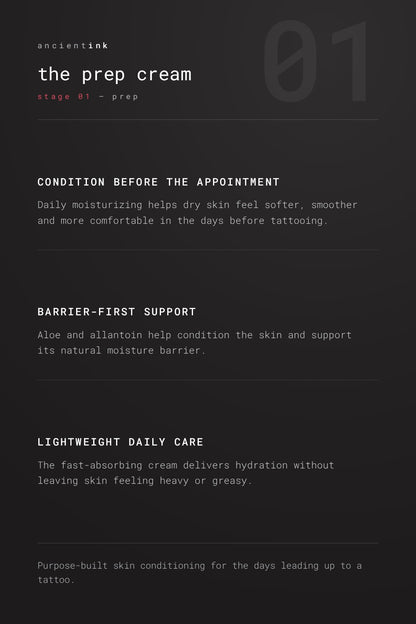 the prep cream, ritual stage 01 prep — condition before the appointment, barrier-first support, lightweight daily care